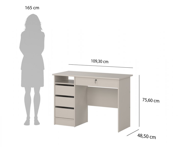 Biurko Function Plus 110 z szufladą na klucz, kolor kaszmirowy