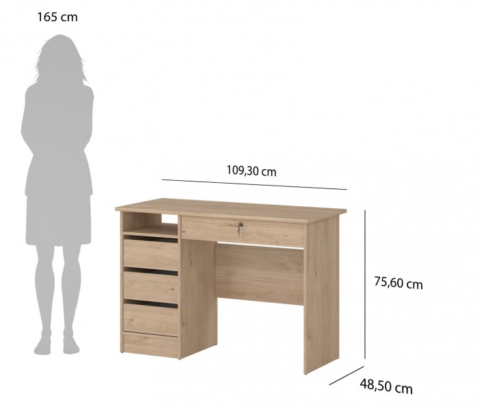 Biurko Function Plus 110 z szufladą na klucz, kolor jackson hickory