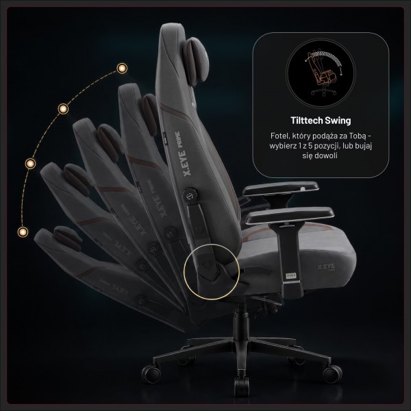 Fotel gamingowy materiałowy Diablo X-Eye Prime Normal Size, Stone Grey
