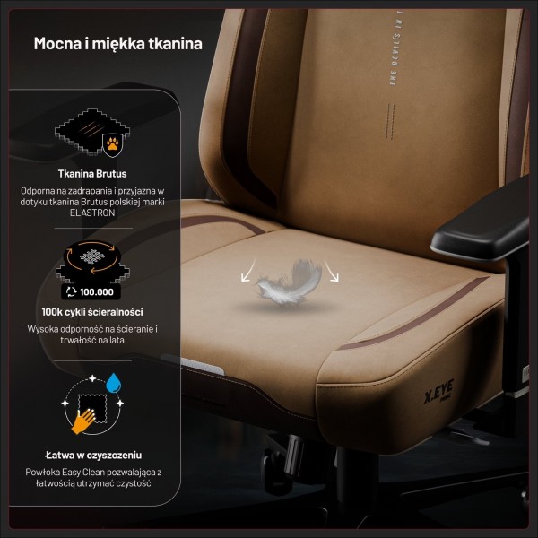 Fotel gamingowy materiałowy Diablo X-Eye Prime Normal Size, Camel Brown