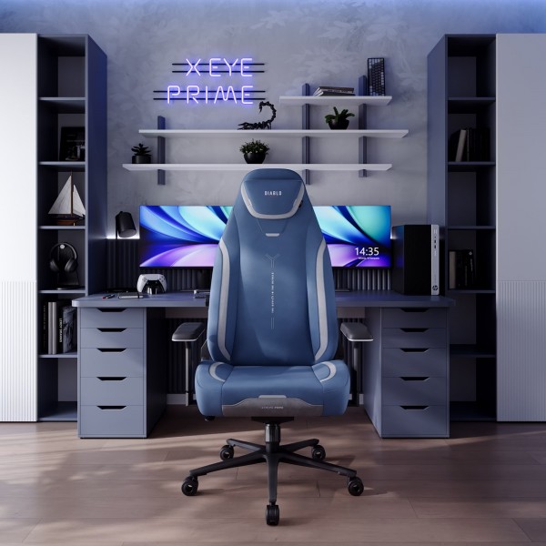Fotel gamingowy materiałowy Diablo X-Eye Prime Normal Size, Meta Ocean