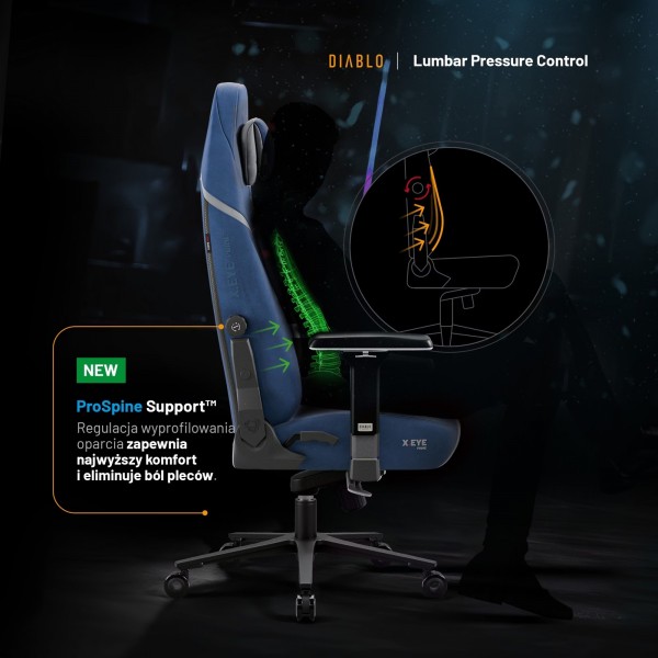 Fotel gamingowy materiałowy Diablo X-Eye Prime Normal Size, Meta Ocean