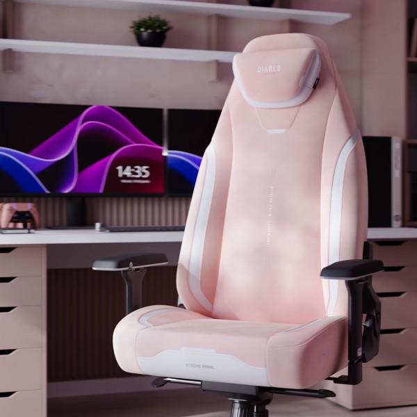 Fotel gamingowy materiałowy Diablo X-Eye Prime Normal Size, Akira Pink