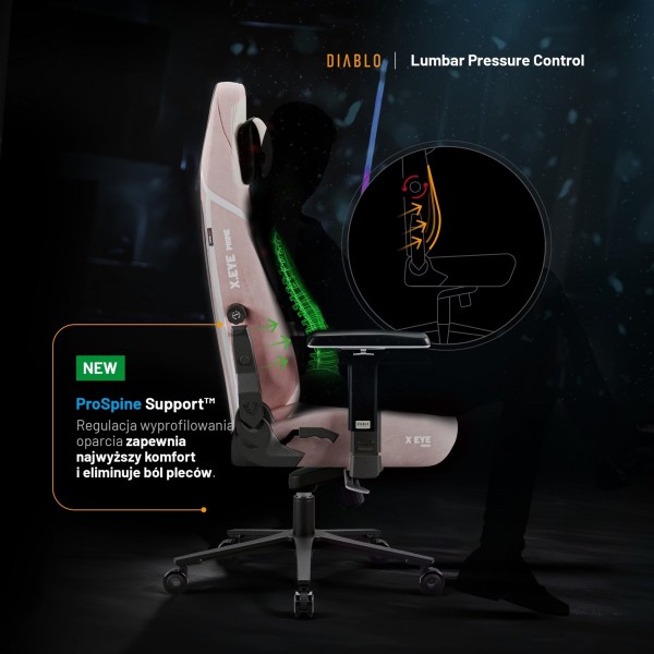 Fotel gamingowy materiałowy Diablo X-Eye Prime Normal Size, Akira Pink