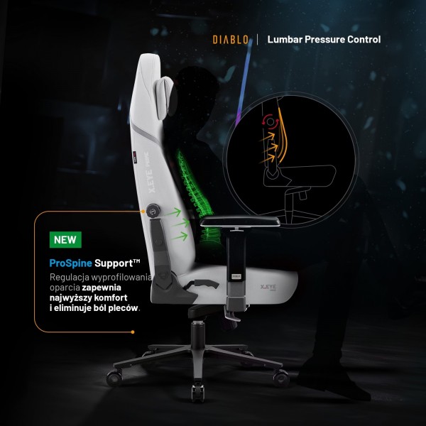 Fotel gamingowy materiałowy Diablo X-Eye Prime Normal Size, Ghosted White