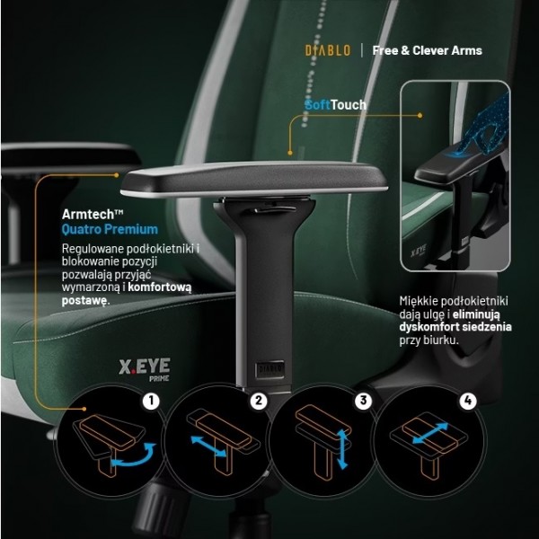 Fotel gamingowy materiałowy Diablo X-Eye Prime Normal Size, Forest Green