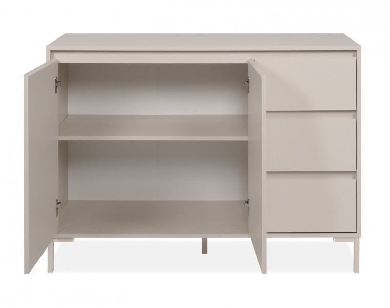 Beżowa komoda Korsika 120 cm z szafkami i szufladami