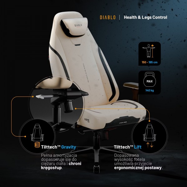 Fotel gamingowy materiałowy Diablo X-Eye Prime Normal Size, Desert Storm