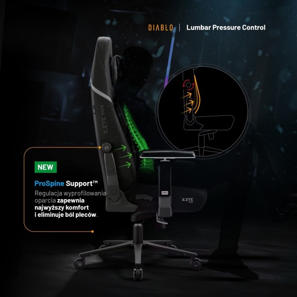 Fotel gamingowy materiałowy Diablo X-Eye Prime Normal Size, Burned Black