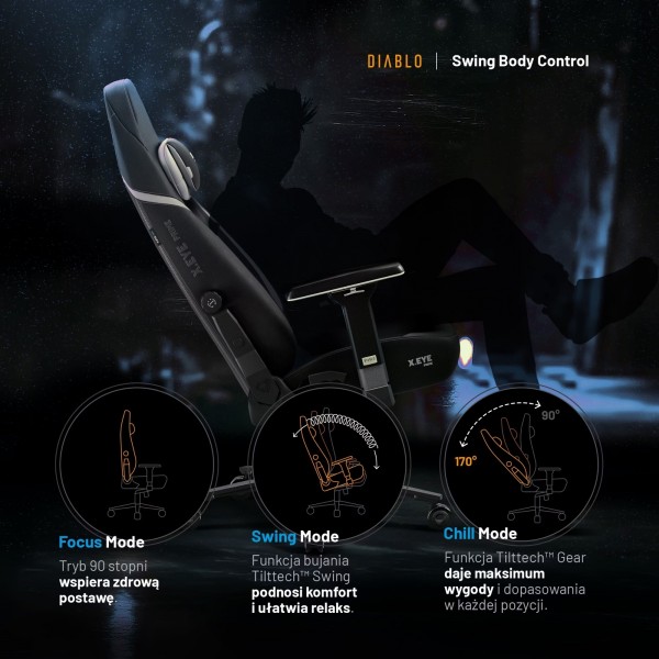 Fotel gamingowy materiałowy Diablo X-Eye Prime Normal Size, Burned Black