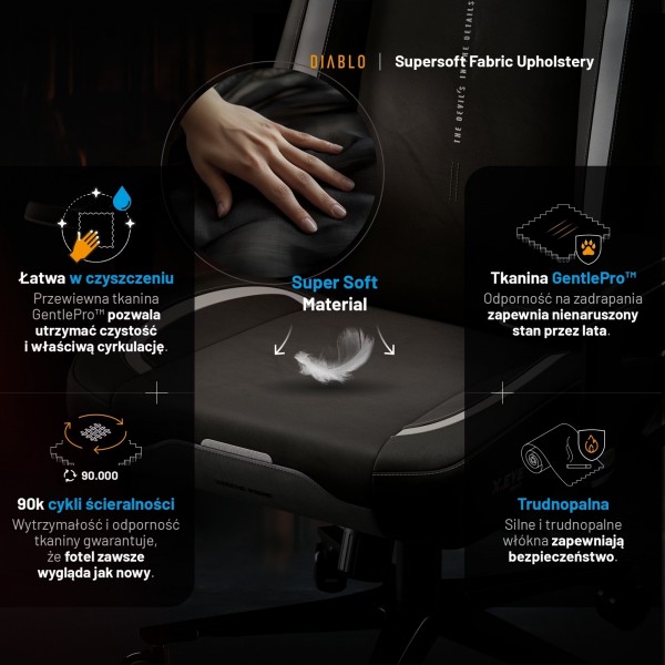 Fotel gamingowy materiałowy Diablo X-Eye Prime Normal Size, Burned Black