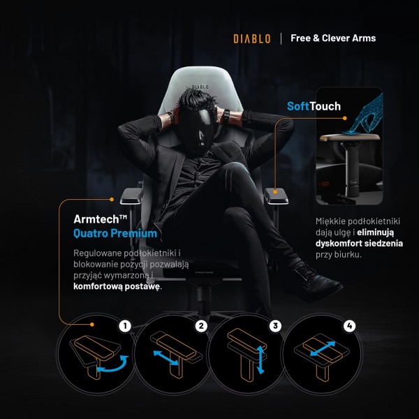 Fotel gamingowy materiałowy Diablo X-Eye Prime Normal Size, Nightwolf Moon