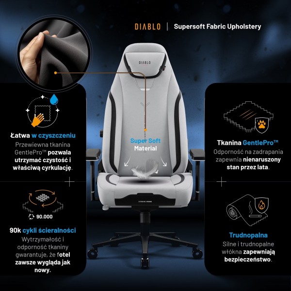 Fotel gamingowy materiałowy Diablo X-Eye Prime Normal Size, Nightwolf Moon