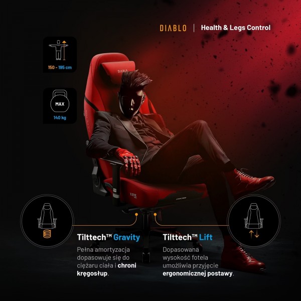 Fotel gamingowy materiałowy Diablo X-Eye Prime Normal Size, Bloody Mary
