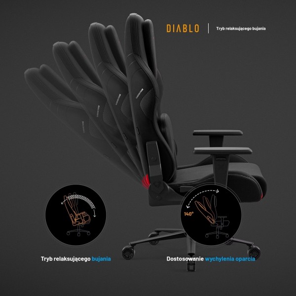 Fotel gamingowy materiałowy Diablo X-One Prime Normal Size, Burned Black