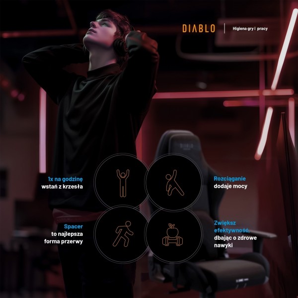 Fotel gamingowy materiałowy Diablo X-One Prime Normal Size, Burned Black