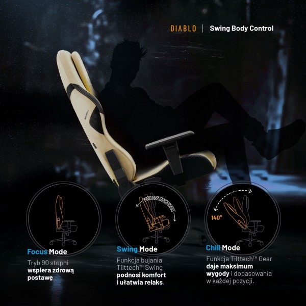 Fotel gamingowy materiałowy Diablo X-One Prime Normal Size, Broken Gold