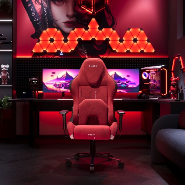 Fotel gamingowy materiałowy Diablo X-One Prime Normal Size, Bloody Mary