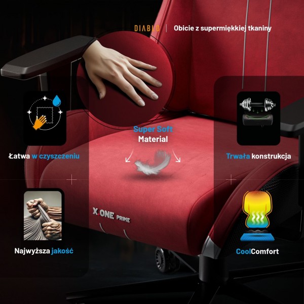 Fotel gamingowy materiałowy Diablo X-One Prime Normal Size, Bloody Mary