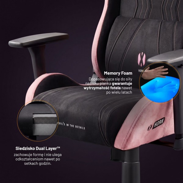 Fotel gamingowy materiałowy Diablo X-Horn 2.0 Normal Size, Akira Pink