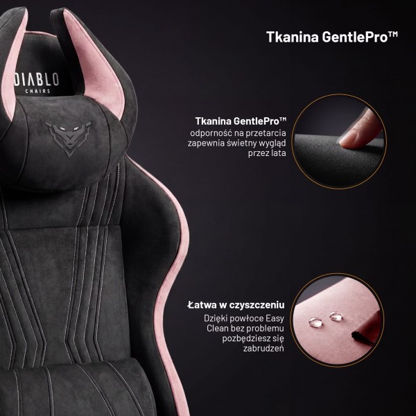 Fotel gamingowy materiałowy Diablo X-Horn 2.0 Normal Size, Akira Pink