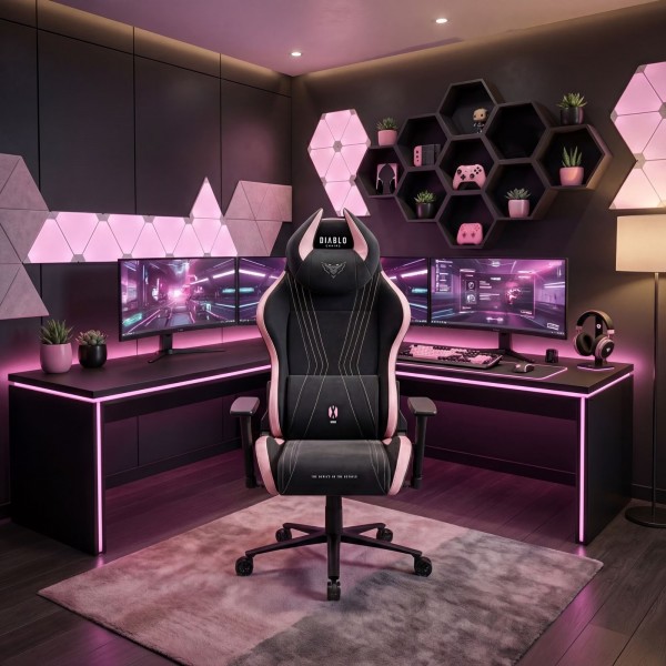 Fotel gamingowy materiałowy Diablo X-Horn 2.0 Normal Size, Akira Pink