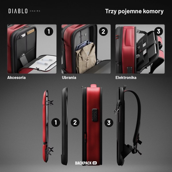Plecak wielofunkcyjny próżniowy Diablo Backpack Air bordowy
