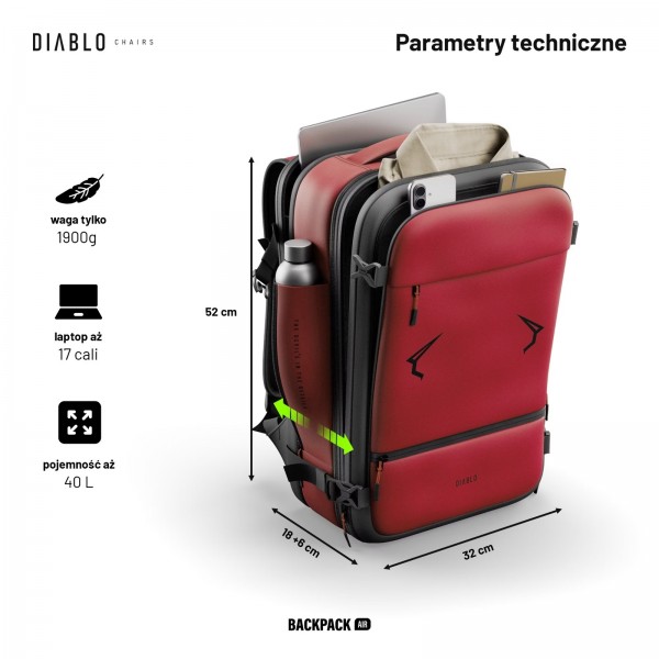 Plecak wielofunkcyjny próżniowy Diablo Backpack Air bordowy