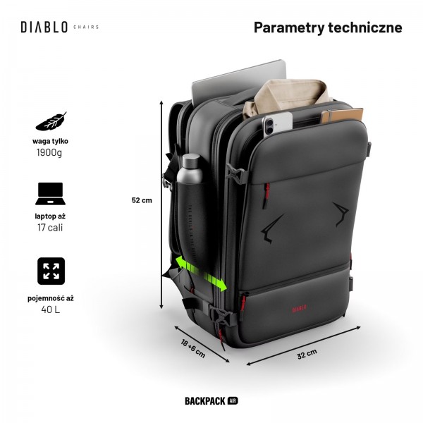 Plecak wielofunkcyjny próżniowy Diablo Backpack Air czarny