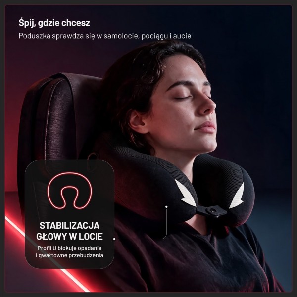 Poduszka podróżna na szyję Diablo Travel Pillow, czarna