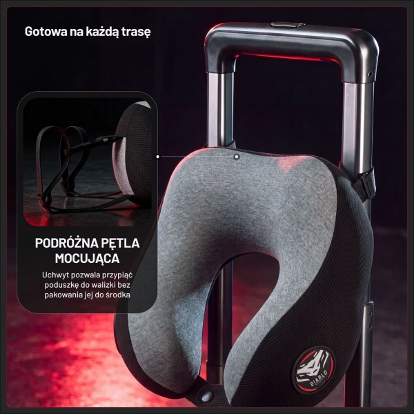 Poduszka podróżna na szyję Diablo Travel Pillow, szaro-czarna