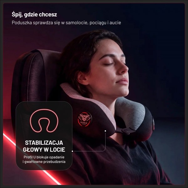 Poduszka podróżna na szyję Diablo Travel Pillow, szaro-czarna