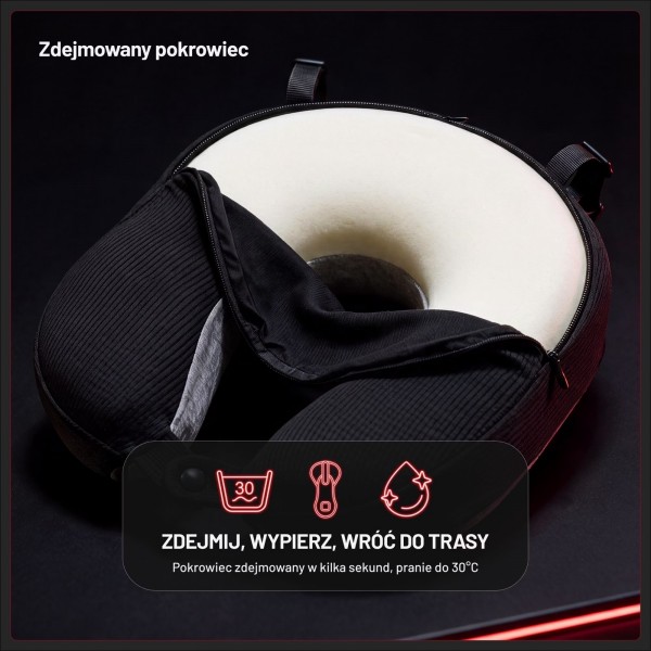 Poduszka podróżna na szyję Diablo Travel Pillow, szaro-czarna