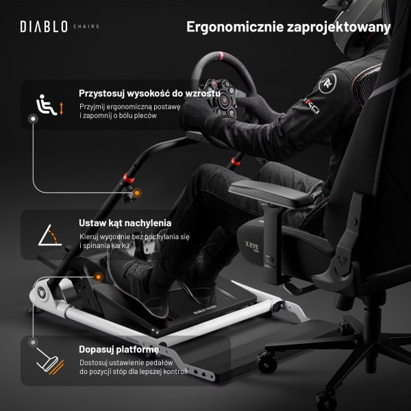 Stojak na kierownicę Diablo X-Drive Mini, czarno-biały