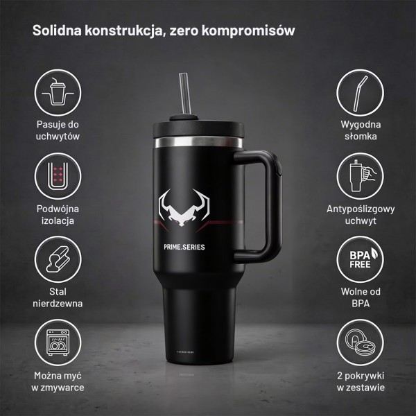 Kubek termiczny ze słomką Diablo, kolor Burned Black