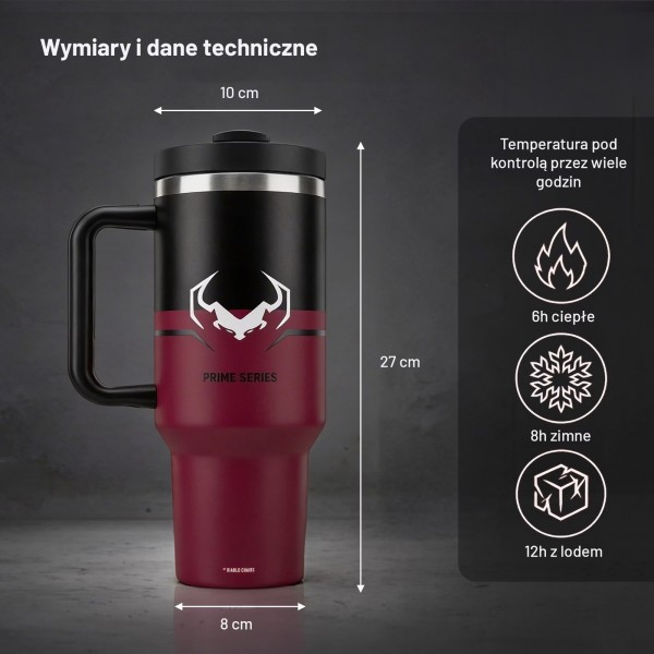 Kubek termiczny ze słomką Diablo, kolor Bloody Mary