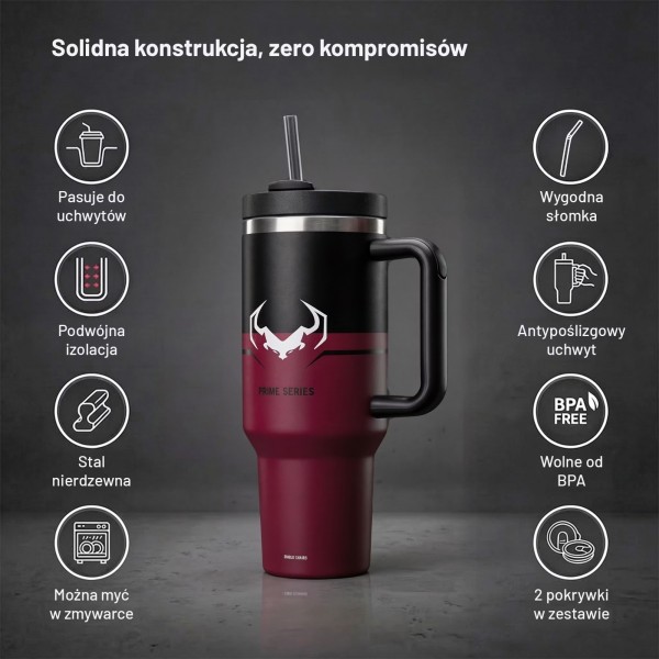 Kubek termiczny ze słomką Diablo, kolor Bloody Mary