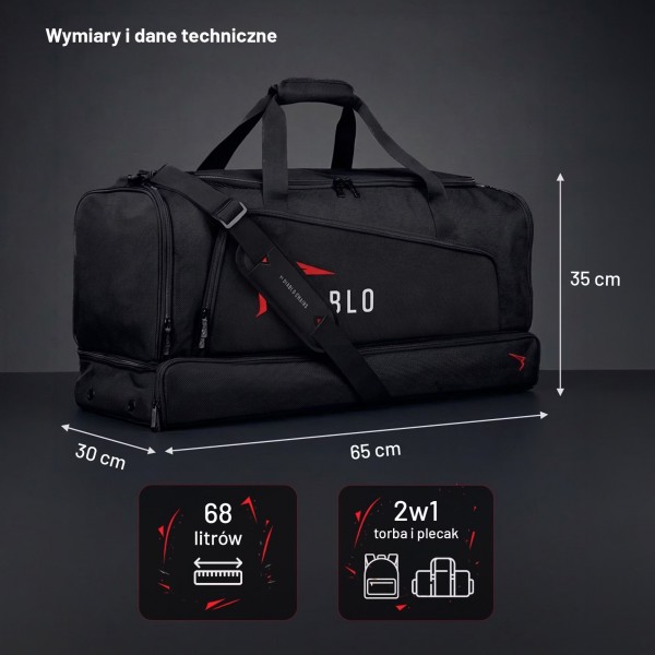 Torba sportowa treningowa Diablo z motywem, czarna