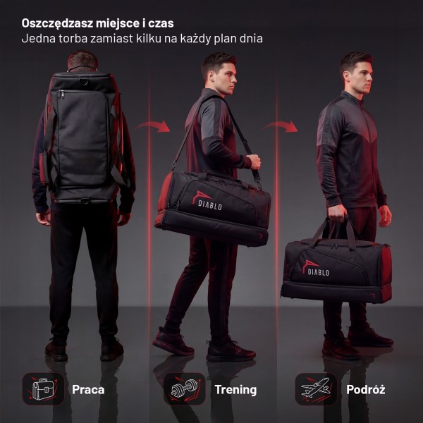 Torba sportowa treningowa Diablo z motywem, czarna