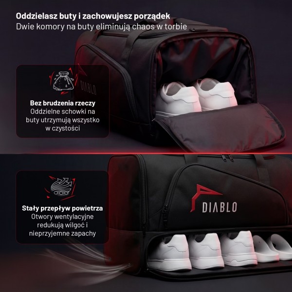 Torba sportowa treningowa Diablo z motywem, czarna
