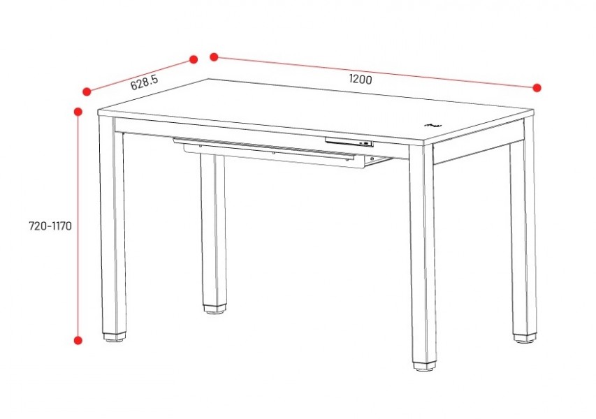 Biurko gamingowe z elektryczną regulacją wysokości Diablo X-Rift 120x63 cm, czarne