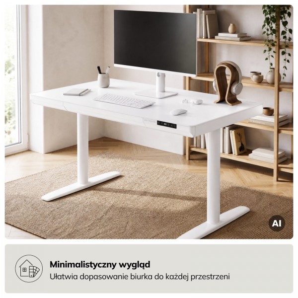 Biurko elektryczne z regulacją wysokości Ellis 120x70 cm, kolor biały