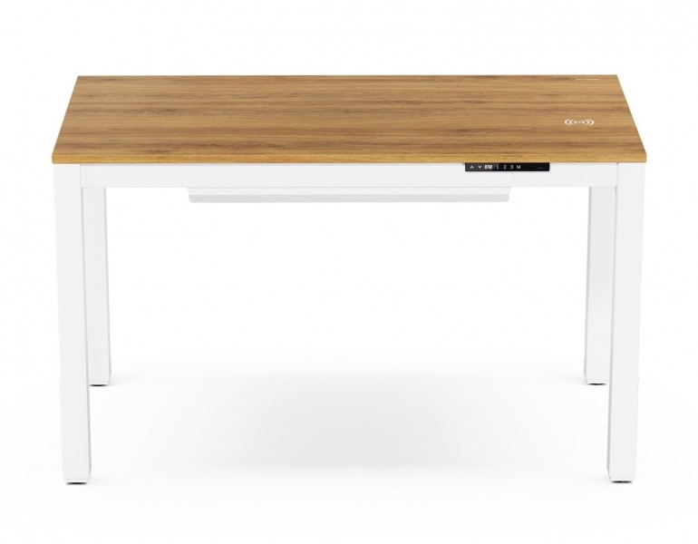 Biurko elektryczne regulowane Evan 120x63 cm, dąb złoty/biały