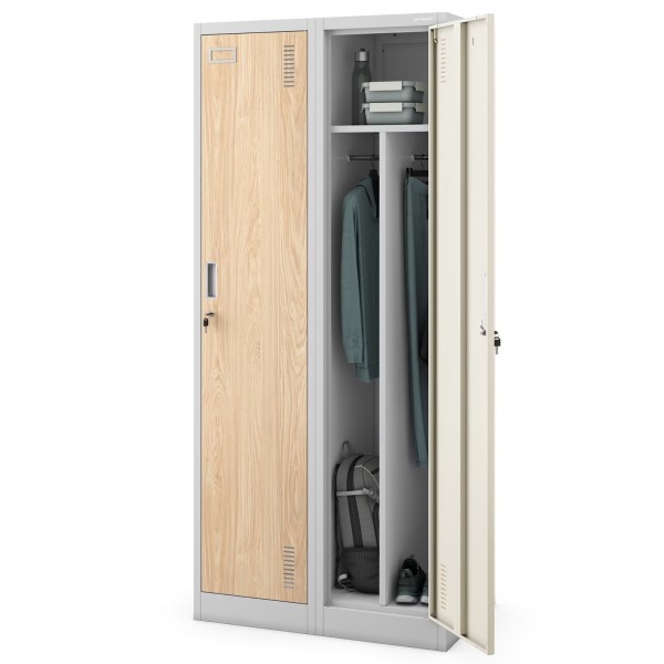 Szafa socjalna czterokomorowa Eco Design Kacper 80x50x180 cm, szary/dąb sonoma
