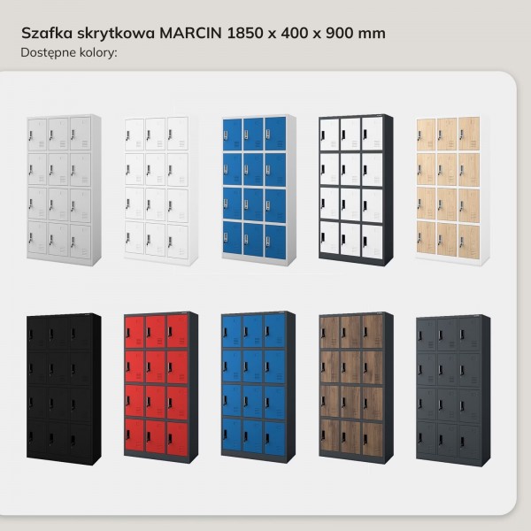 Szafa BHP z 12-skrytkami 90x40x185 cm Marcin, antracyt/niebieski