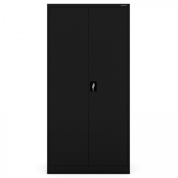 Metalowa szafa do biura głęboka Jan D600, 90x60x185 cm, czarna