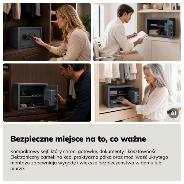 Sejf domowy na dokumenty i pieniądze z zamkiem elektronicznym Dorian