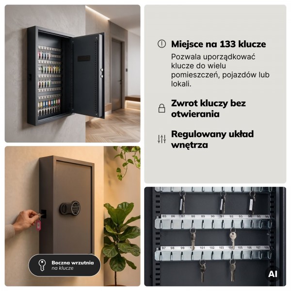 Sejf na klucze z wrzutnią elektroniczny Bruce