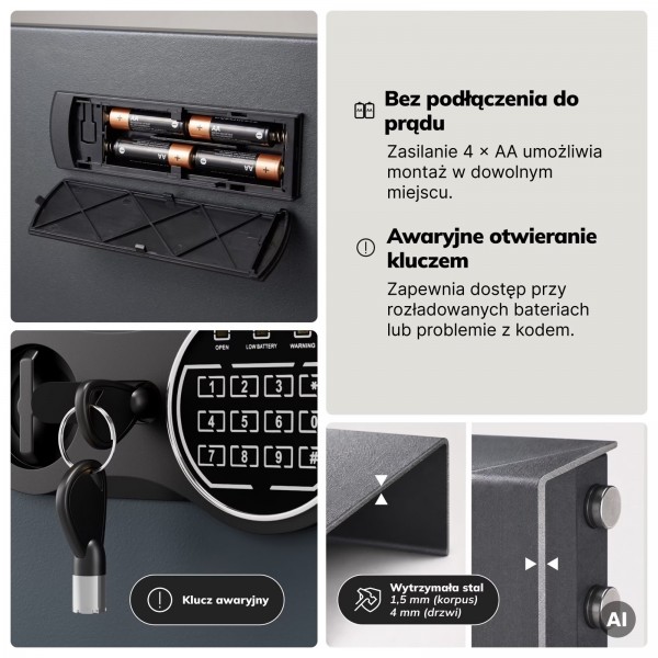 Sejf na klucze z wrzutnią elektroniczny Bruce