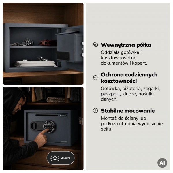 Sejf wrzutowy elektroniczny na gotówkę i utarg Pierce